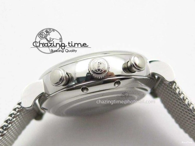 MIROTIME 0215 Portofino Chrono SS Black Dial on SS Mesh Bracelet A StreetReady 7399